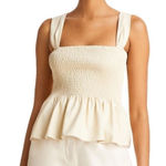 Lucy Paris ✨  August Faux Leather Smocked Tank Top Cream XS Photo 0