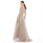 Mac Duggal  Embellished Illusion‎ 18 Long Sleeve Taupe A-line Gown Sparkly Taupe Photo 1