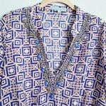 Antonio Melani Blue And Orange Embellished Geometric Coverup Photo 3