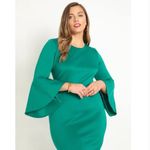 Eloquii NEW‎  green scuba dress flare sleeves, size 22 Photo 2