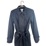 Ann Taylor Loft Black Cotton Blend Trench Coat Belted Womens Size 6 Photo 2