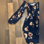 205 Collins Pink, blue and Gray Off the Shoulder Pleated Sundress Photo 5