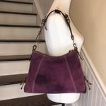 Dooney & Bourke DOONEY BURKE Purple Suede Brown Leather Top Handle Shoulder Bag Hobo Photo 1