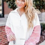 Pink Lily  JUMP RIGHT IN PINK COLORBLOCK QUARTER ZIP PULLOVER Size S Photo 0