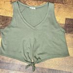 Heart & Hips Green V Neck Knot Front Crop Tank Top Size Medium Photo 2