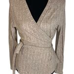 #155 OGL Stretch Knit Cross Front Sweater Size L Photo 0