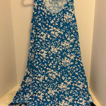 Draper James  BLUE AND WHITE FLORAL TANK DRESS WITH SMALL RUFFLE ON BOTTOM OF HEM Photo 0