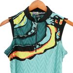 Jamie Sadock Crinkle Sleeveless Abstract Print Zip Chest Golf Tennis Top M Blue Size M Photo 1