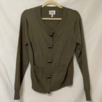 Milly  Green Knit Oversized Button Front Cardigan Sweater Womens L Dark Academia Photo 9