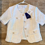 Hello Fashion White Short Sleeve Jacket with pearl button accents Photo 0