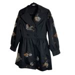 Woman’s Black Embroidered Coat with pockets size small Photo 10