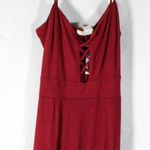Wild Daisy NWT Burgundy Cranberry Maxi Dress with Slits and Cross Stitch Cleavage Photo 11