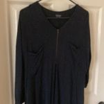 Topshop Off Black Slouchy Front Zip T-Shirt Dress Short Sleeve Size 4 Grey EUC Photo 2