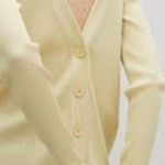 COS  Light Yellow Ribbed Sweater Back Buttons size small NWT Photo 0