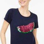 J.Crew  Navy Blue Pink Sequin Watermelon Graphic Collector Tee Photo 0