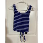 Lulus NWT  Women’s Blue Stripe Crop Top‎ Cross Back Large 0186 Juniors Photo 1