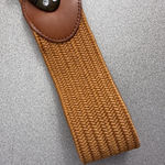 Anthropologie Elastic Belt Womens Size Medium Brown Brass Rhinestone Frog Scarab Photo 1