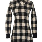 Ralph Lauren Vintage Rugby Black Cream Plaid Wool Cashmere Sweater Dress Size S Photo 0
