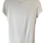 Magaschoni T-Shirt Women's Medium Light Blue Stretch Knit Top Deep V Neck Photo 1