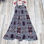 Rachel Zoe midi / maxi dress black paisley raw hem size Medium Photo 7