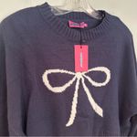 Edikted Knit Bow Cropped Sweater Women's XS/S Navy Boho Dainty Coquette Girl Photo 6
