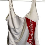 Budweiser  Womens XL White One-Piece Swimsuit Red Logo Design Photo 0
