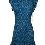 Liberty Love Dress Womens Large Blue Ruffle Mini Floral Smocked Cap Sleeve New Photo 13