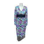 Diane Von Furstenberg  Long-Sleeve‎ Banded Overlay Lace Midi-Length Dress Size 0 Photo 5