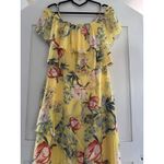 BB Dakota Women's  Dress Yellow Floral Off Shoulder Ruffle Flowy High Low Size 0 Photo 3