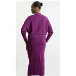 Karen Millen Women's Drape Knit Bat Wing Pencil Midi Dress Size Small Purple Photo 2