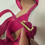 Cole Haan Women's Kaycee Knotted Fuschia Pink Block Heel Sandals Size 9 Photo 7