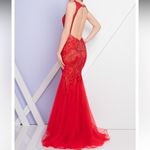 Terani Couture  Red embroidered lace and embellished dress with open back size 4 Photo 2