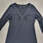 Athleta  Senorita Dress Womens L Black Long Sleeve V-neck Stretch Casual Cotton Photo 6