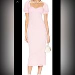 Free People  Beach Bel Air Midi Dress Size Medium Pink Ribbed Puff Sleeve Photo 1