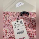 ZARA  High-Waisted Wide Leg Linen Blend Trouser Pants Size Small Paisley New Pink Photo 7