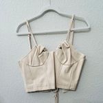 ASOS NEW Amy Lynn PU Corset Crop Top Stone Faux Leather Size Large Photo 4