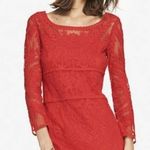 EXPRESS  size XS Cherry Red Long Sleeve Crochet Lace Mini Dress NWT Photo 1