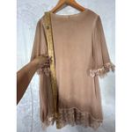 Pretty Angel  Tunic Medium Tan Lace Trim Gauze Layered Silk Blend Fairy Photo 10