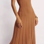 Meshki  Adrienne Halter Midi Dress Womens S Ribbed Knit Open Back Fall Casual Photo 0