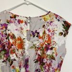 The Limited Lilac Lavender Purple Gray ish Floral Satin Cap Sleeve Belted Dress Photo 9