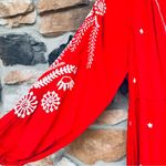 Free People  Boho Embroidered V Neck Red Jumpsuit Photo 10
