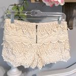 Love, Fire Romantic Flirty Lace Crochet Beige Shorts Back Zip Womens Small Love Fire Photo 3