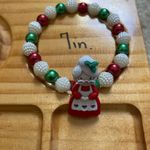 Fancy Pearl Christmas Colors Bracelet With Mrs Claus Charm Red Photo 1