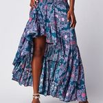 Free People  Morning Sun Ruffle Floral Maxi Skirt Medium Summer Beach Bohemian Photo 0
