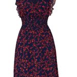 Slate + Willow Smocked Floral Flutter Sleeve Hourglass Midi Dress Photo 2