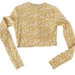 Streetwear Society Longsleeve Cute Floral Crop Top 90s Inspired Yellow Lettuce Trim Buttons XS/S Photo 1