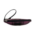 Coach Pink Plaid Tartan Wristlet Black Trim Fabric Zip Pouch Fob Leatherware Photo 7