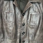 Chico's Chico’s Metallic Pewter Vegan Leather Jacket Size Chico’s 0 or US 4‎ Photo 3