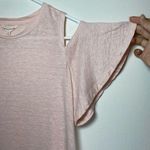 Rebecca Taylor Cold Shoulder Flutter Sleeve Linen Top Light Pink Sz Medium Photo 5