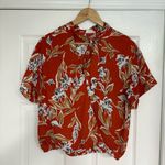 Sienna Sky Burnt Orange Floral Tie Neck Blouse Size Medium Photo 0
